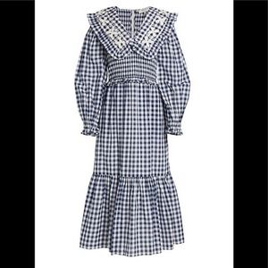Sea New York Gina Blue and White Gingham Maxi Dress